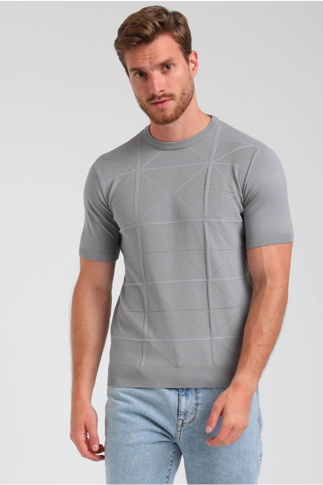 GESTRUCTUREERD T SHIRT 155510 605 grey melange
